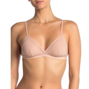 Madewell Mesh Trimmed Michele Triangle Bralette Bra Nude Light Tan Size Large